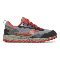 Shop By Gender | Big Kid (10.5 & up)*saucony Big Kid's Peregrine KDZ Sneaker Grey | Red | Yellow