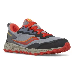 Shop By Gender | Big Kid (10.5 & up)*saucony Big Kid's Peregrine KDZ Sneaker Grey | Red | Yellow
