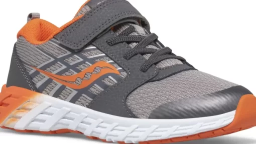 Unisex | Boys*saucony Big Kid's Wind 2.0 A/C Sneaker Grey | Orange