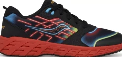 Unisex | Girls*saucony Big Kid's Wind 2.0 Lace Sneaker Neon | Black | Red