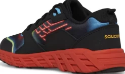 Unisex | Girls*saucony Big Kid's Wind 2.0 Lace Sneaker Neon | Black | Red
