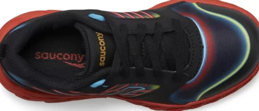 Unisex | Girls*saucony Big Kid's Wind 2.0 Lace Sneaker Neon | Black | Red