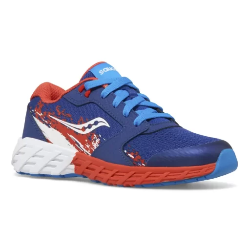 Unisex | Girls*saucony Big Kid's Wind 2.0 Lace Sneaker Navy | Red | White