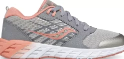 Unisex | Girls*saucony Big Kid's Wind 2.0 Lace Sneaker Grey | Coral