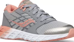 Unisex | Girls*saucony Big Kid's Wind 2.0 Lace Sneaker Grey | Coral