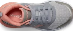 Unisex | Girls*saucony Big Kid's Wind 2.0 Lace Sneaker Grey | Coral