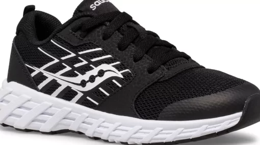 Unisex | Girls*saucony Big Kid's Wind 2.0 Lace Sneaker Black | White