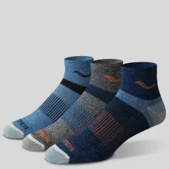 Socks | Socks*saucony Inferno Merino Wool Blend Quarter 3-Pack Sock Blue Assorted