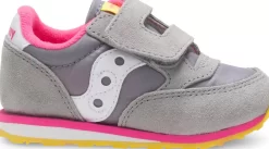 Unisex | Girls*saucony Little Kid's Baby Jazz Hook & Loop Sneaker Grey / Pink