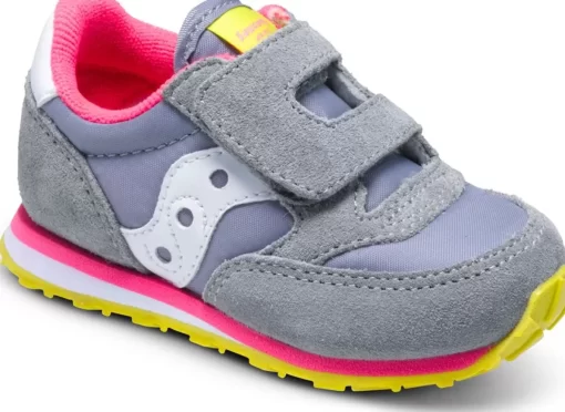 Unisex | Girls*saucony Little Kid's Baby Jazz Hook & Loop Sneaker Grey / Pink