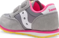 Unisex | Girls*saucony Little Kid's Baby Jazz Hook & Loop Sneaker Grey / Pink