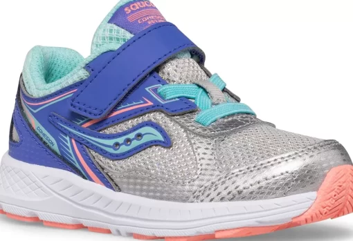 Unisex | Girls*saucony Little Kid's Cohesion 14 A/C Jr. Sneaker Silver | Periwinkle | Turq