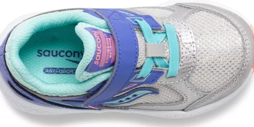 Unisex | Girls*saucony Little Kid's Cohesion 14 A/C Jr. Sneaker Silver | Periwinkle | Turq