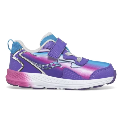 Girls | Boys*saucony Little Kid's Flash 3.0 A/C Jr. Sneaker Teal | Purple | Chrome