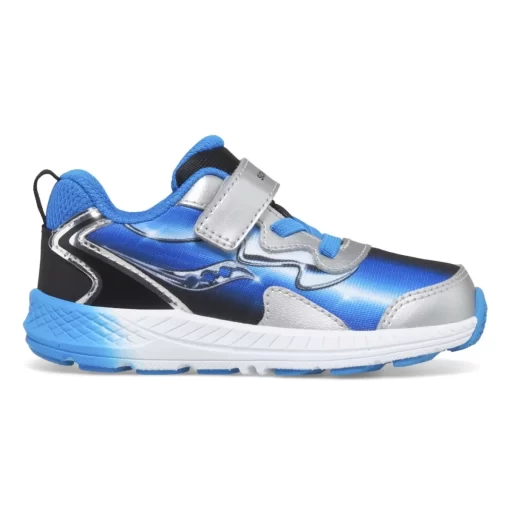 Girls | Boys*saucony Little Kid's Flash 3.0 A/C Jr. Sneaker Black | Blue | Chrome