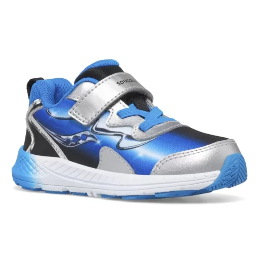 Girls | Boys*saucony Little Kid's Flash 3.0 A/C Jr. Sneaker Black | Blue | Chrome