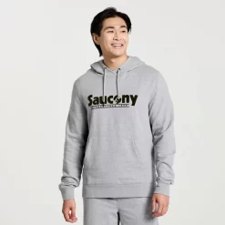 Clothing | Apparel*saucony Men's Rested Hoodie Light Grey Heather Graphic