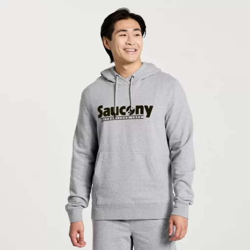 Clothing | Apparel*saucony Men's Rested Hoodie Light Grey Heather Graphic