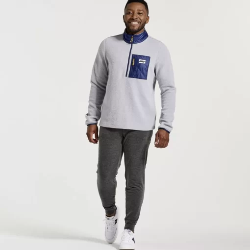 Clothing | Apparel*saucony Men's Rested Sherpa 1/4 Zip Light Grey Heather