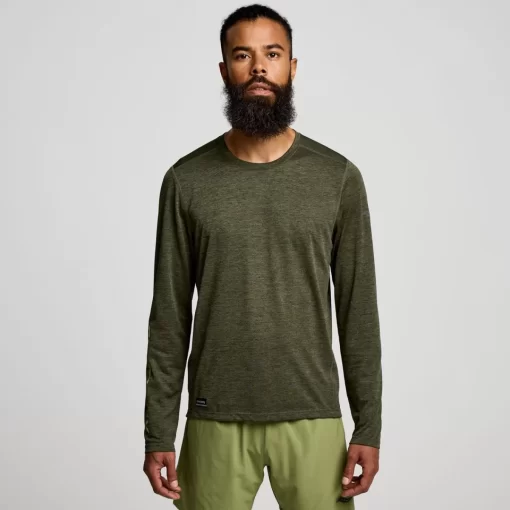 Tops | Clothing*saucony Men's Stopwatch Graphic Long Sleeve Umbra Heather Graphic