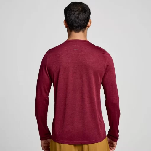 Tops | Clothing*saucony Men's Stopwatch Graphic Long Sleeve Sundown Heather Graphic