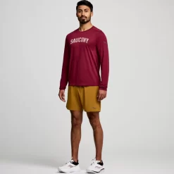 Tops | Clothing*saucony Men's Stopwatch Graphic Long Sleeve Sundown Heather Graphic