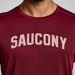 Tops | Clothing*saucony Men's Stopwatch Graphic Long Sleeve Sundown Heather Graphic