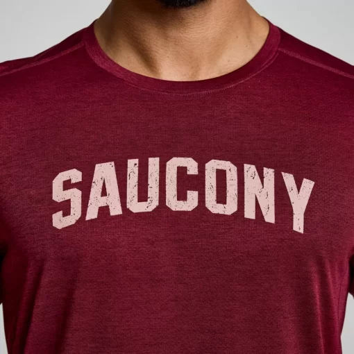 Tops | Clothing*saucony Men's Stopwatch Graphic Long Sleeve Sundown Heather Graphic
