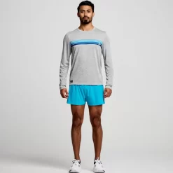 Tops | Clothing*saucony Men's Stopwatch Graphic Long Sleeve Light Grey Heather Graphic