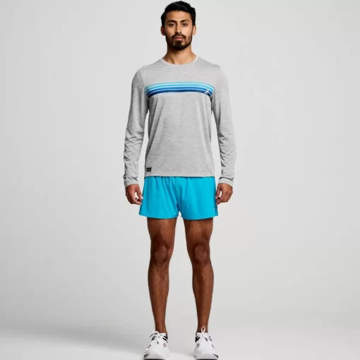 Tops | Clothing*saucony Men's Stopwatch Graphic Long Sleeve Light Grey Heather Graphic