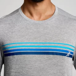 Tops | Clothing*saucony Men's Stopwatch Graphic Long Sleeve Light Grey Heather Graphic