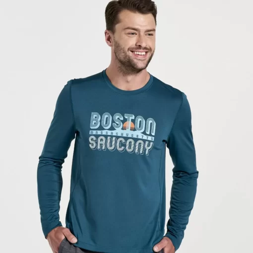 Tops | Clothing*saucony Men's Stopwatch Graphic Long Sleeve Lagoon Graphic
