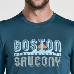 Tops | Clothing*saucony Men's Stopwatch Graphic Long Sleeve Lagoon Graphic