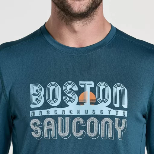 Tops | Clothing*saucony Men's Stopwatch Graphic Long Sleeve Lagoon Graphic