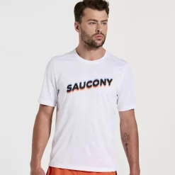 Tops | Clothing*saucony Men's Stopwatch Graphic Short Sleeve White Graphic