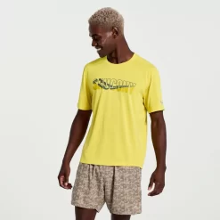 Tops | Clothing*saucony Men's Stopwatch Graphic Short Sleeve Sulphur Heather Graphic