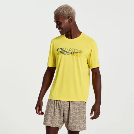 Tops | Clothing*saucony Men's Stopwatch Graphic Short Sleeve Sulphur Heather Graphic