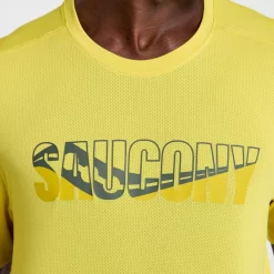 Tops | Clothing*saucony Men's Stopwatch Graphic Short Sleeve Sulphur Heather Graphic