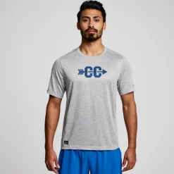 Tops | Clothing*saucony Men's Stopwatch Graphic Short Sleeve Light Grey Heather Graphic