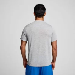 Tops | Clothing*saucony Men's Stopwatch Graphic Short Sleeve Light Grey Heather Graphic