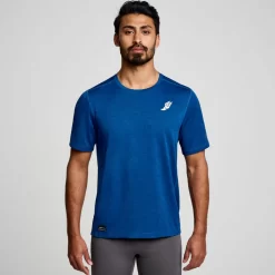 Tops | Clothing*saucony Men's Stopwatch Graphic Short Sleeve Indigo Heather Graphic