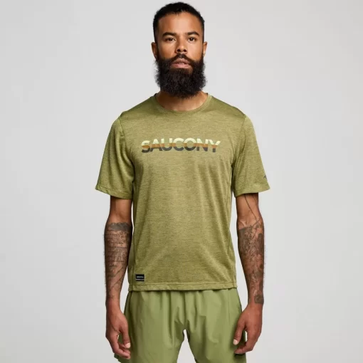Tops | Clothing*saucony Men's Stopwatch Graphic Short Sleeve Glade Heather Graphic