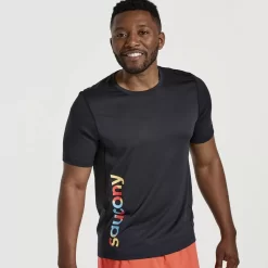 Tops | Clothing*saucony Men's Stopwatch Graphic Short Sleeve Black Graphic