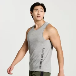 Clothing | Apparel*saucony Men's Stopwatch Graphic Singlet Light Grey Heather Graphic