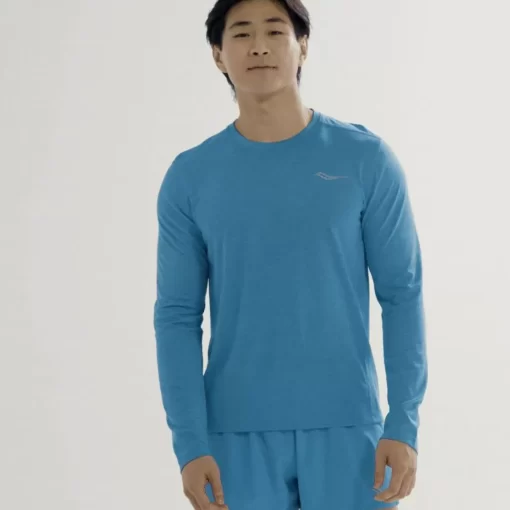 Tops | Clothing*saucony Men's Stopwatch Long Sleeve Azure Heather