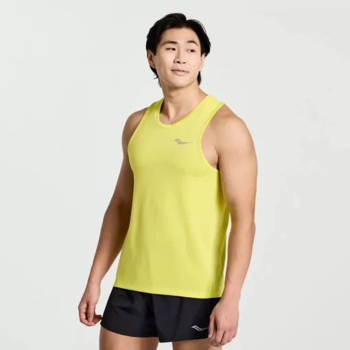 Tops*saucony Men's Stopwatch Singlet Citron