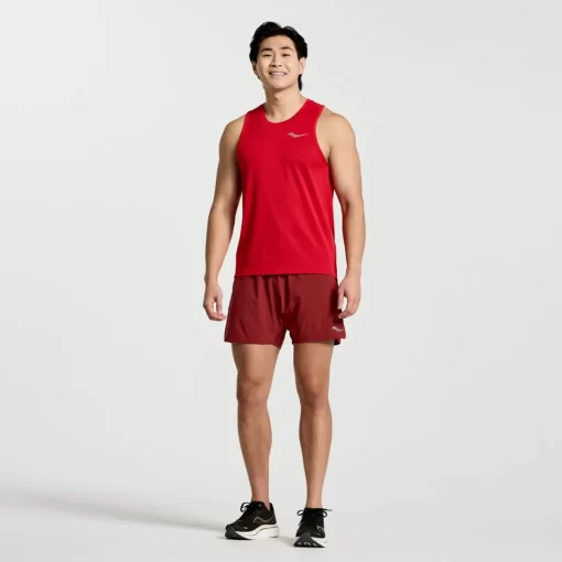 Tops*saucony Men's Stopwatch Singlet Poppy