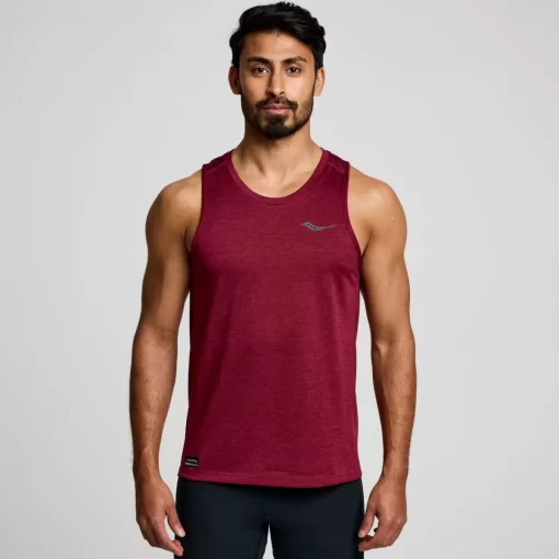 Tops*saucony Men's Stopwatch Singlet Sundown Heather