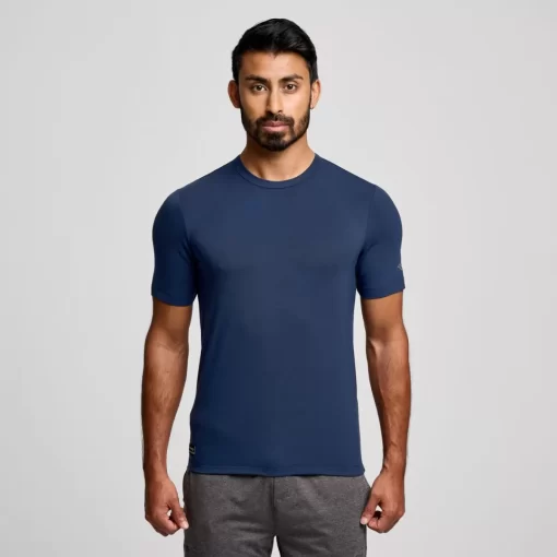 Tops*saucony Men's Triumph Short Sleeve Navy