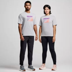 Tops | Clothing*saucony Recovery Short Sleeve Light Grey Heather Graphic